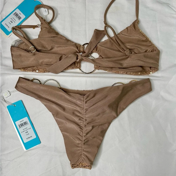 Beach Bunny Nude Textured Triangle Bikini Swimwear - Picture 7 of 9